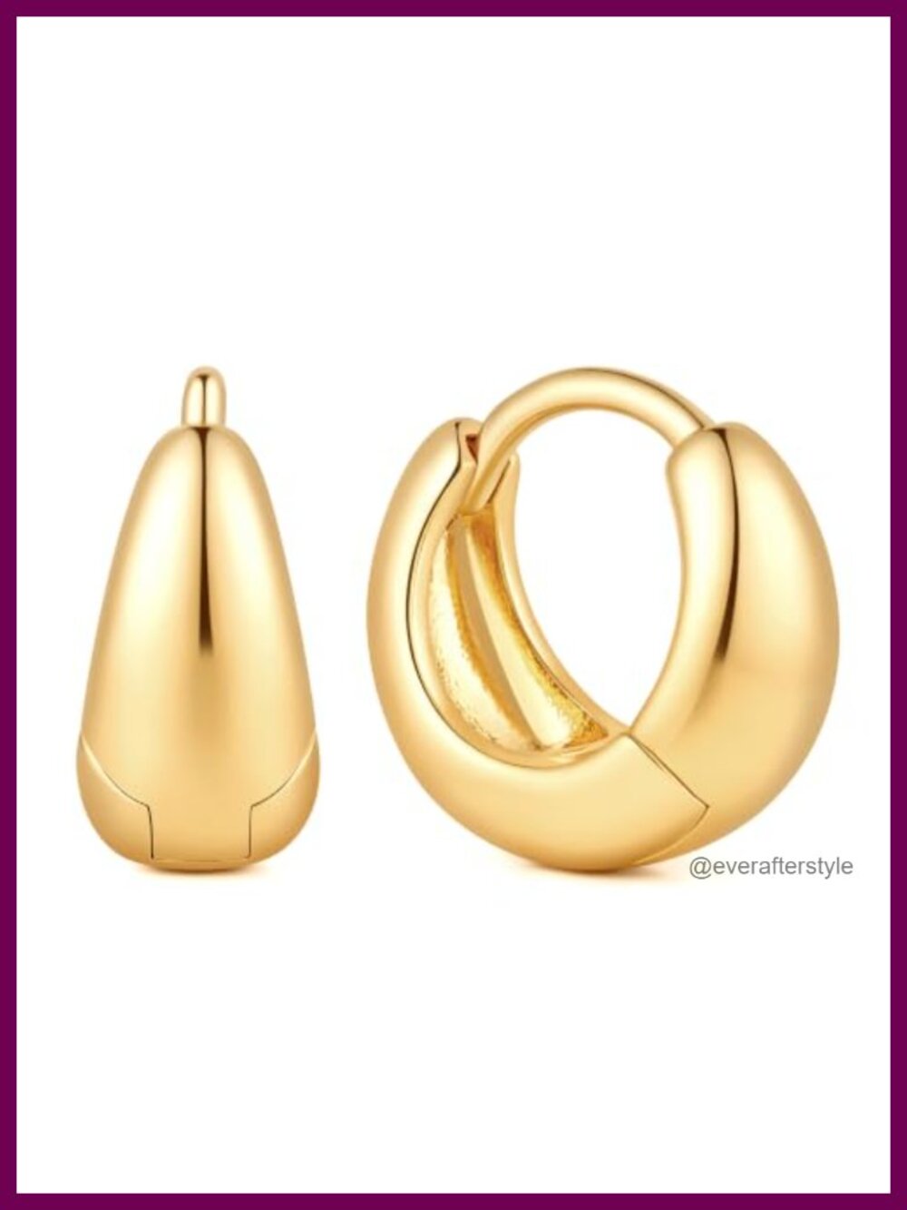 14K Gold Plated Chunky Hoop Earrings Women Small Click Closure 10mm